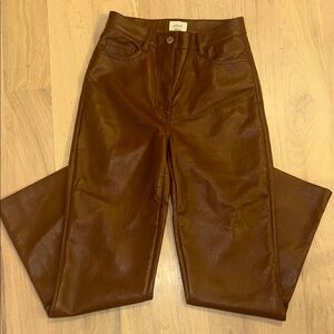 Aritzia Faux Leather Pants - dark brown!